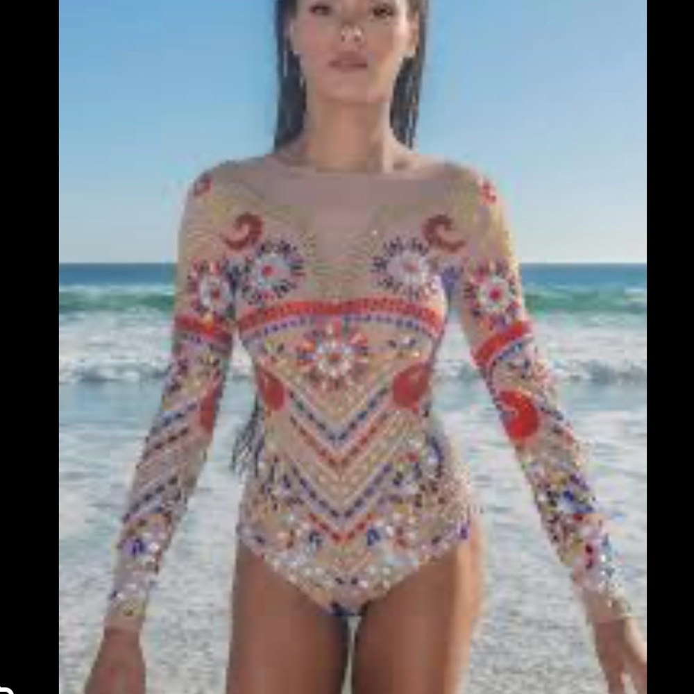 Born In Stockholm and Bodysuit with Rhinestones 4th of July AUTHENTIC - Picture 3 of 5